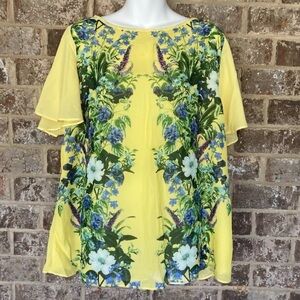 JENNIE & MARLIS Boho  Floral Blouse Size Large NWT